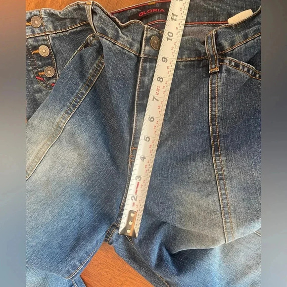 Vintage Y2K Gloria Flare Wide Leg Bell High Rise Jeans Faded Wash Hippie 12 EUC - Picture 13 of 16